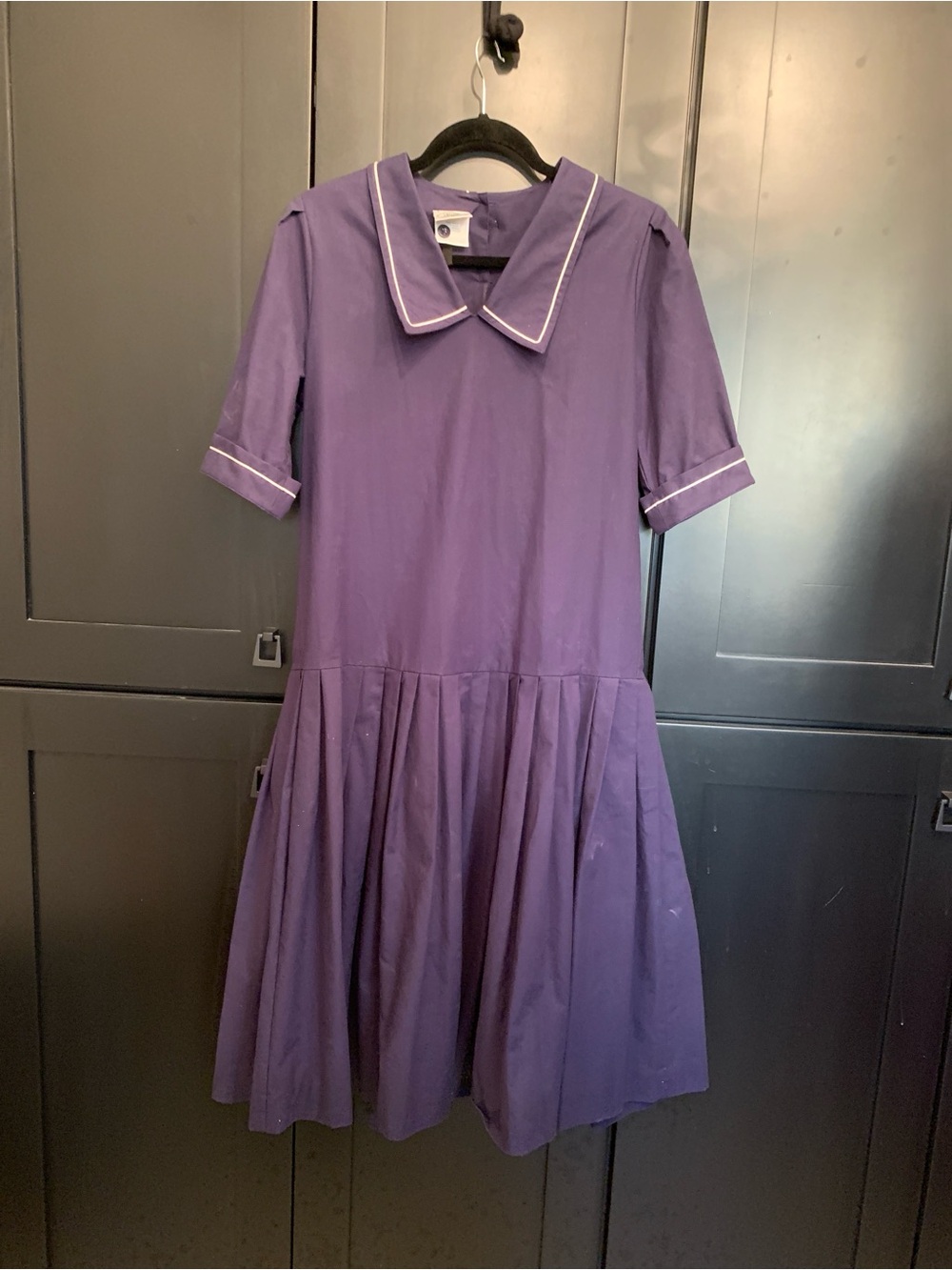Vintage Laura Ashley MIDI Navy  Sailor-Style Dress with White Bow Accent - Picture 10 of 15